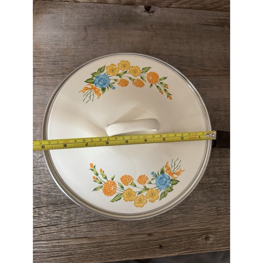 Vintage JMP "Sweet Flowers" enamel roasting pan made in Spain In The 70s & 80s - Picture 5 of 7